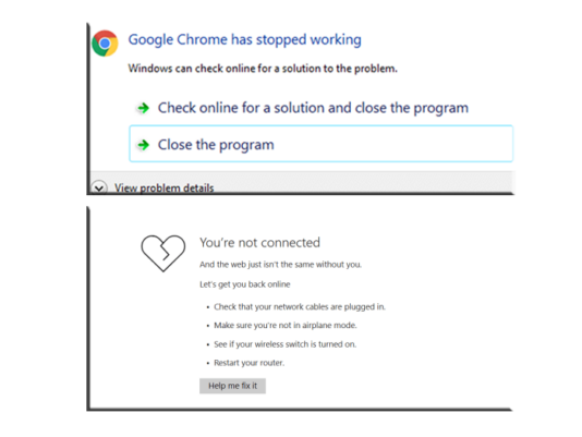 Google Chrome problems or errors