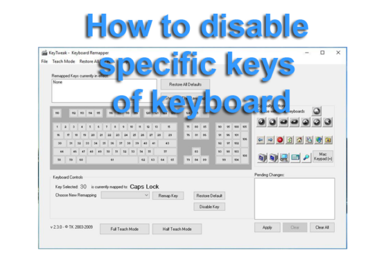 Keyboard keys disable