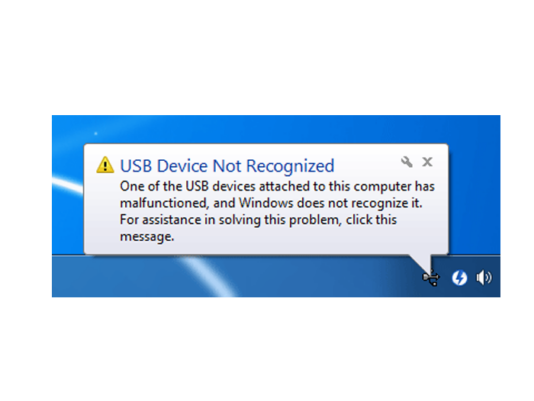 Usb device not recognized