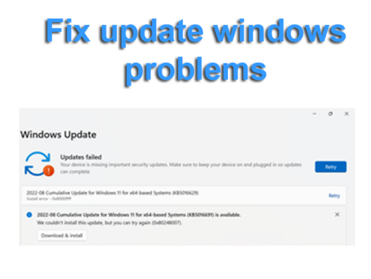 Unable to update windows