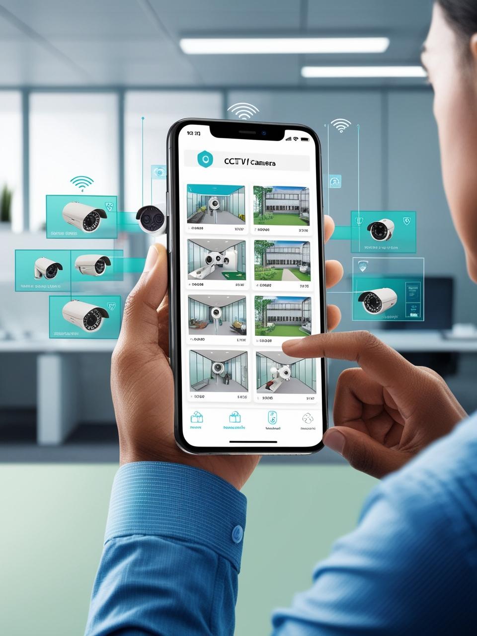 Remote monitoring and mobile access of cctv . make an image related to this words